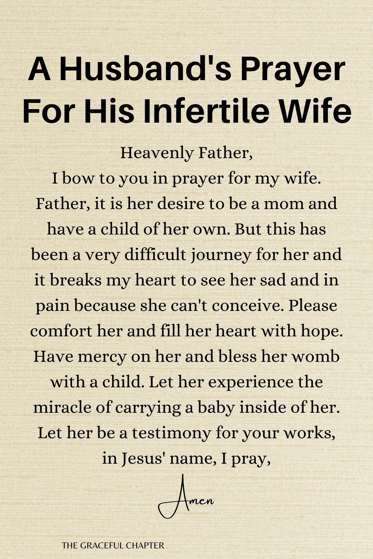 A husband's prayer for his infertile wife