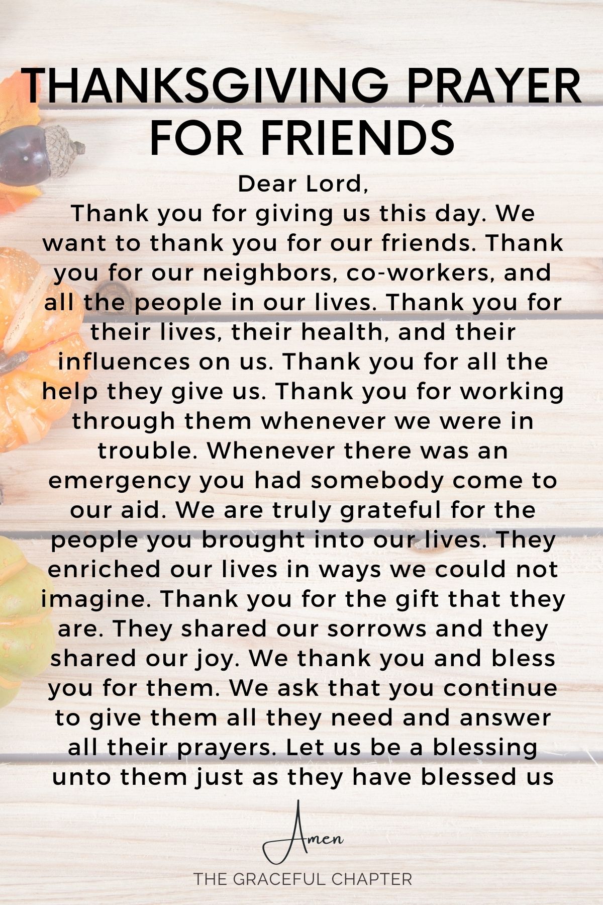 Thanksgiving prayer for friends