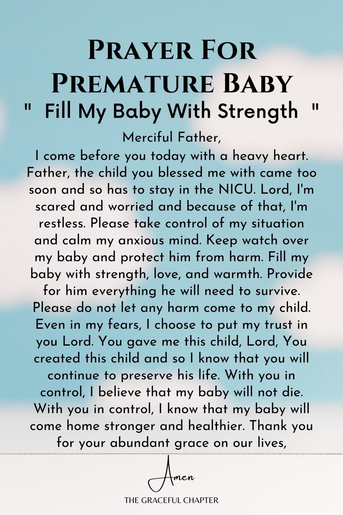  Fill my baby with strength  - prayer for preemie baby