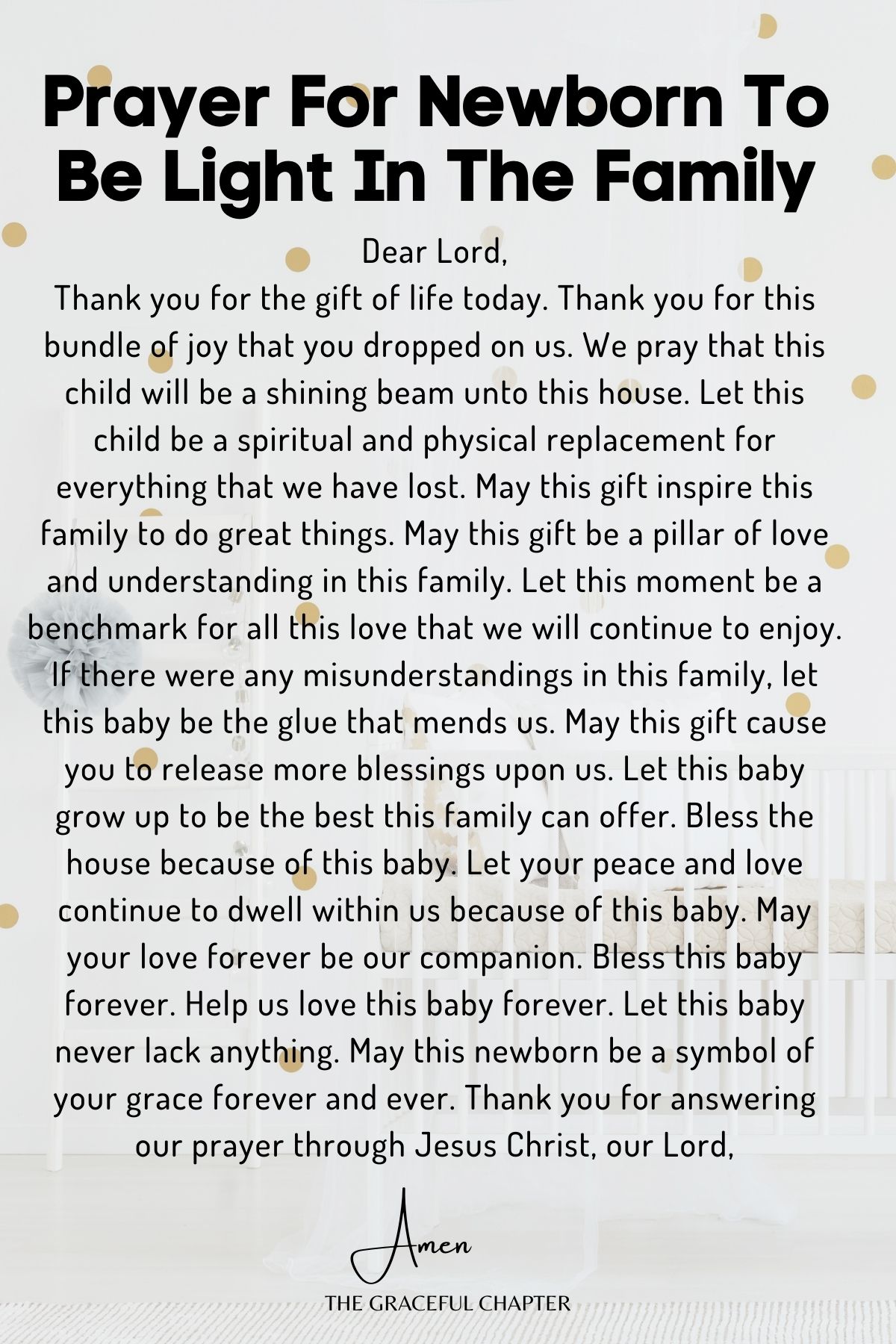 Prayer for newborn to be light in the family