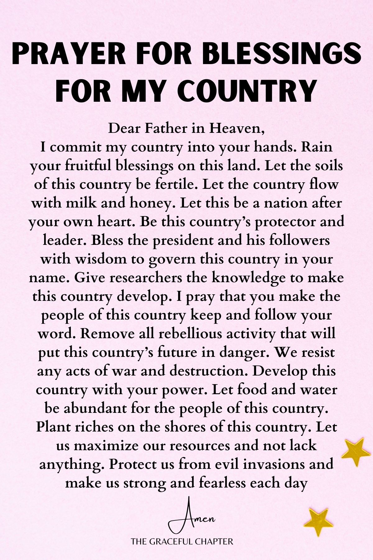 Prayer for blessings for your country