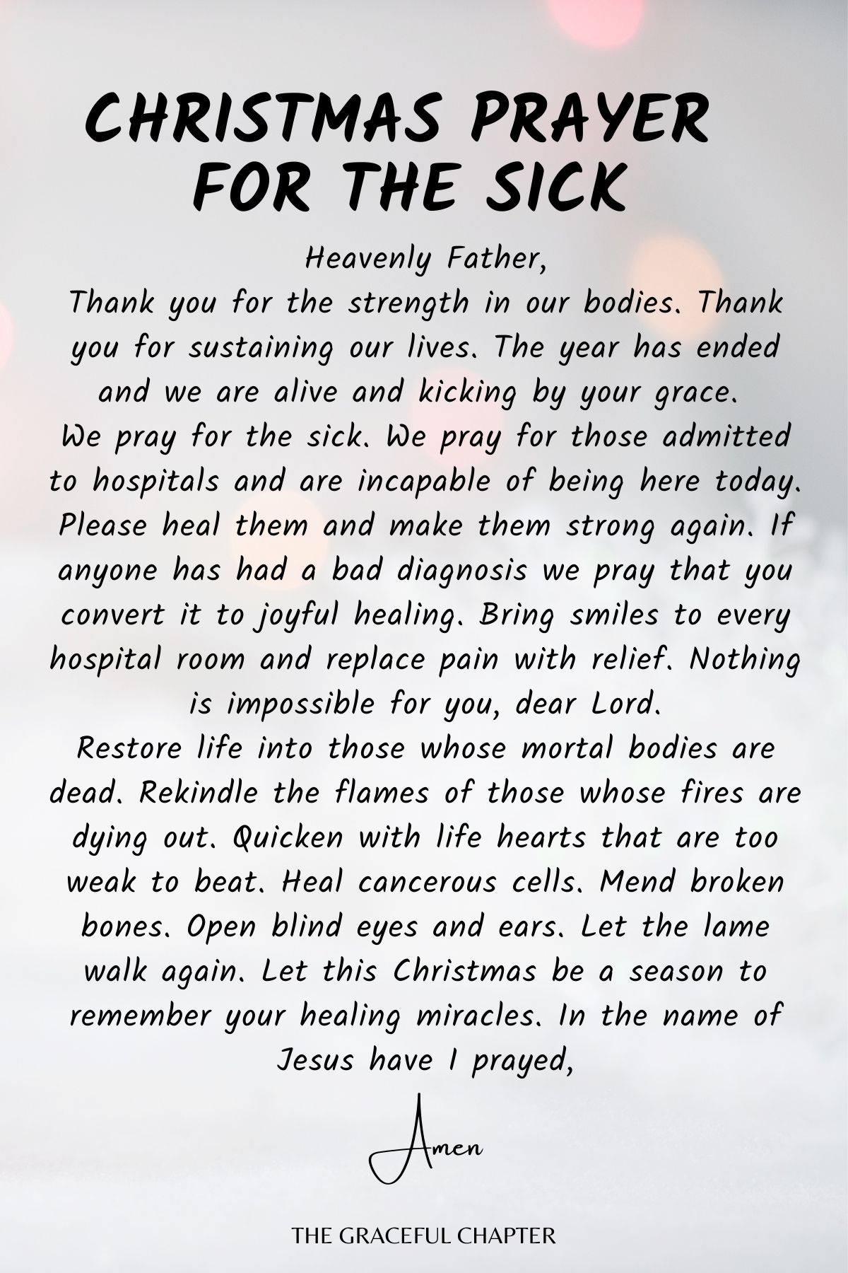 Christmas Prayer for the Sick