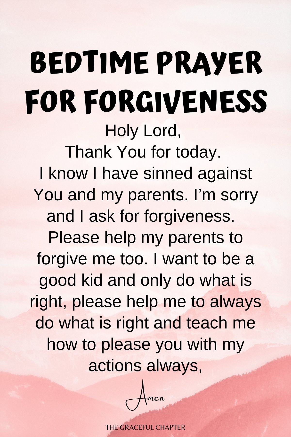 Bedtime prayer for forgiveness