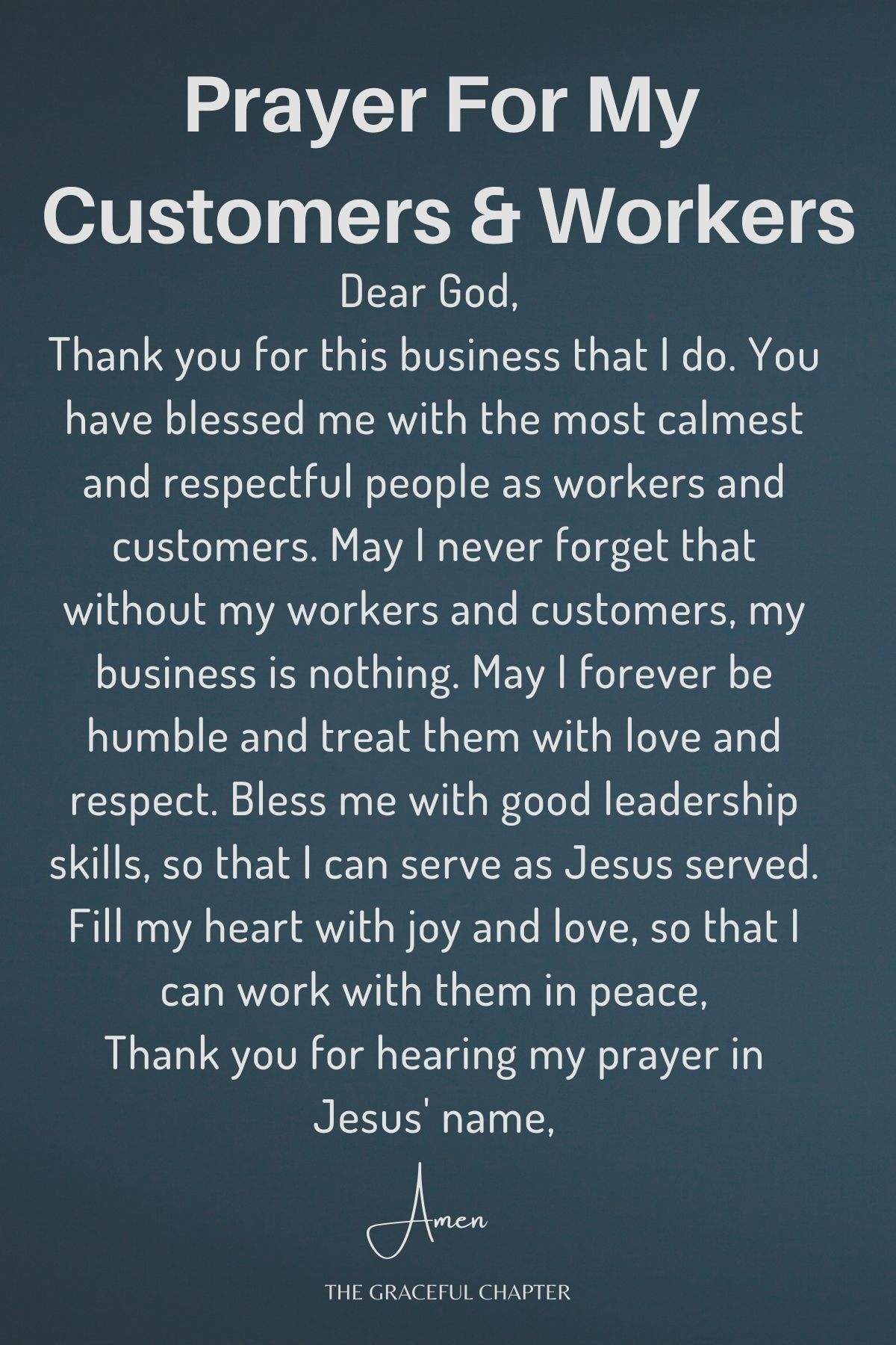 Prayers for my business - for my customers and my workers