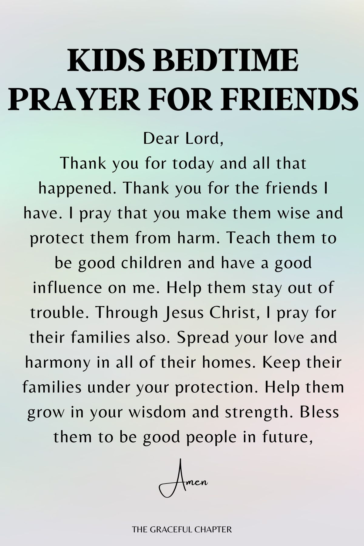 Kids bedtime prayer for friends