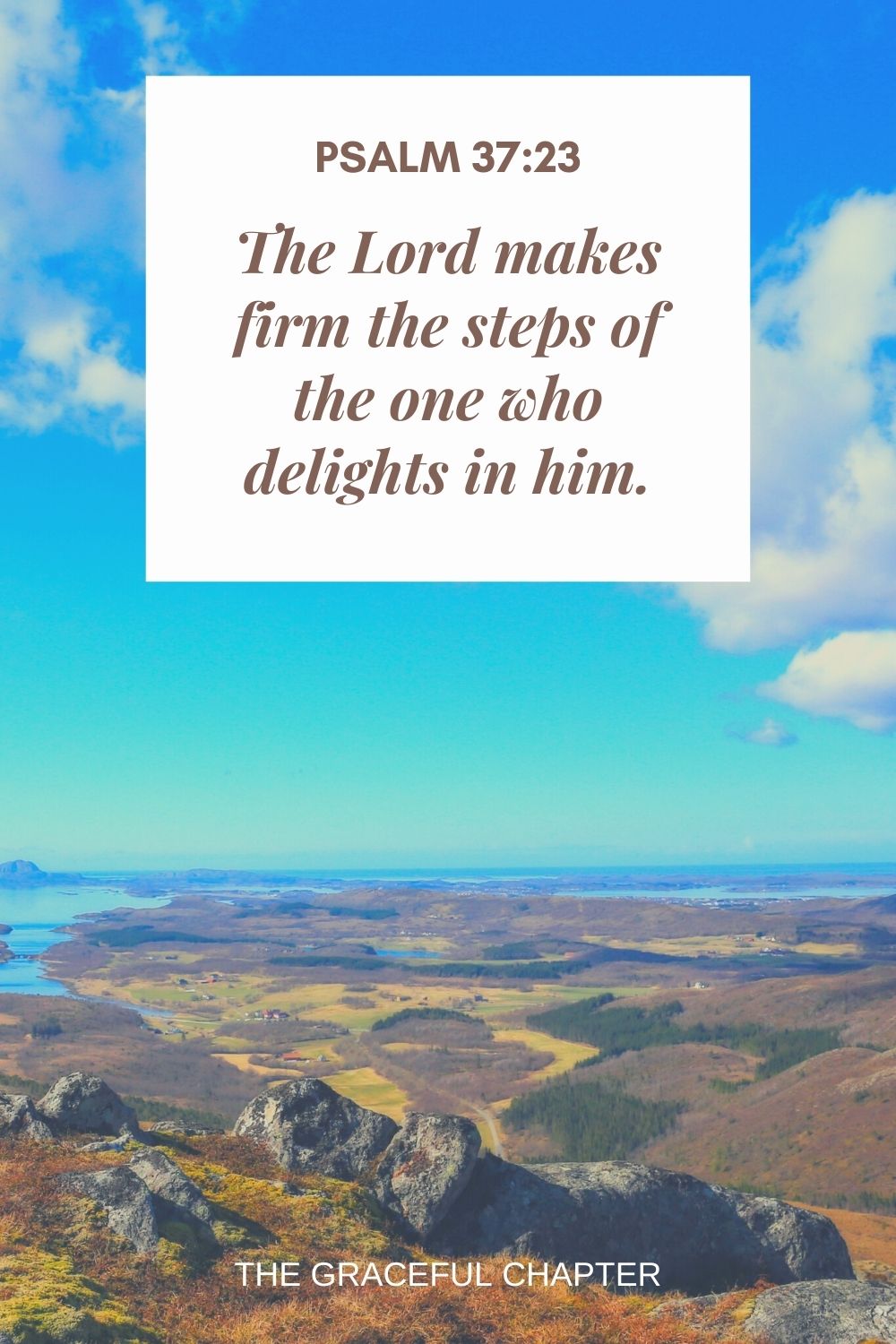 The Lord makes firm the steps of the one who delights in him. Psalm 37:23