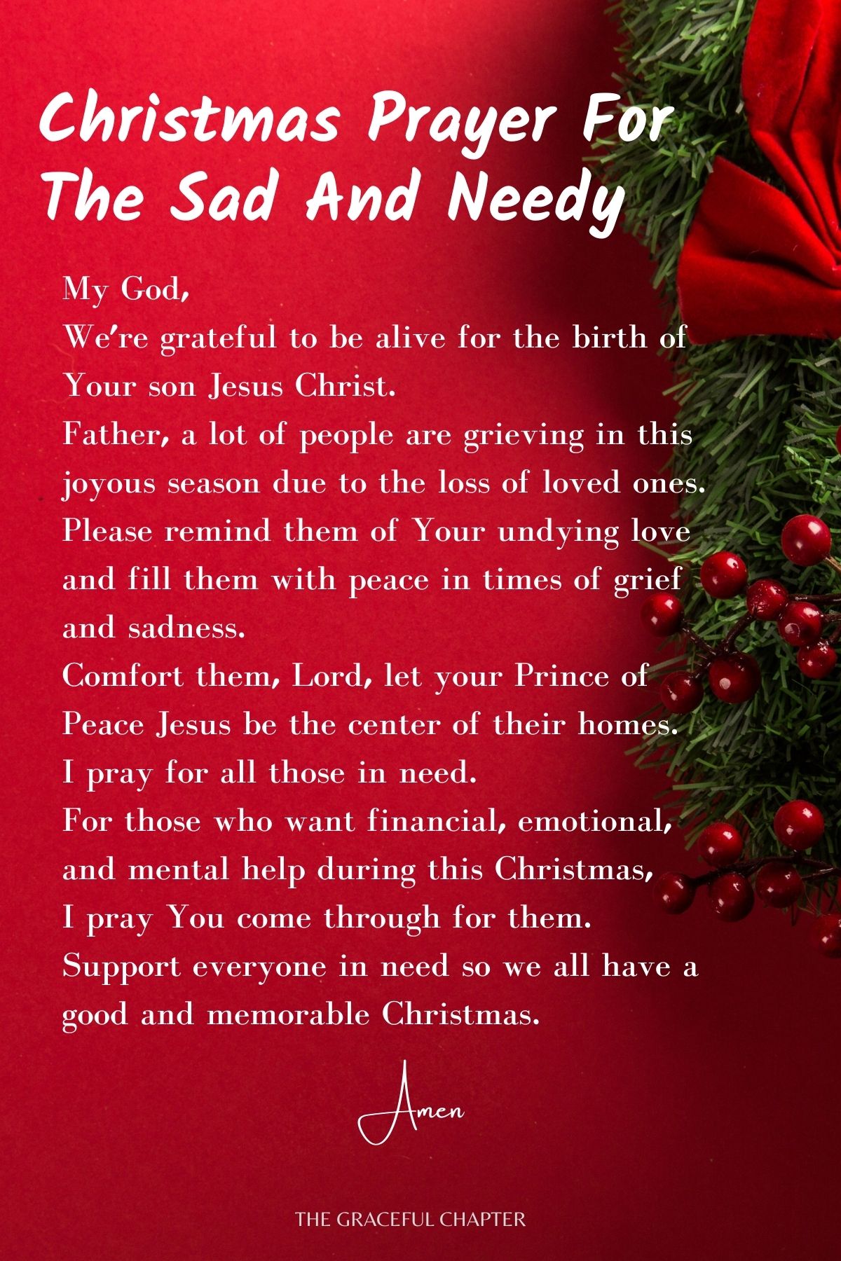 Christmas prayer for the sad and needy