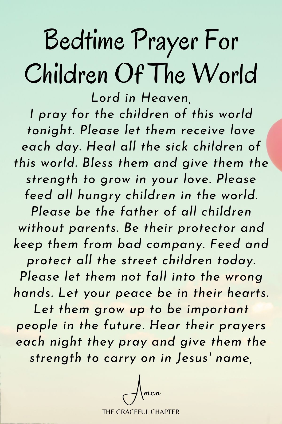 Kids bedtime prayer for family