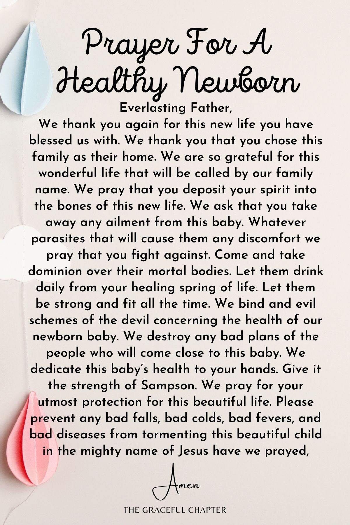 Prayer for a healthy newborn