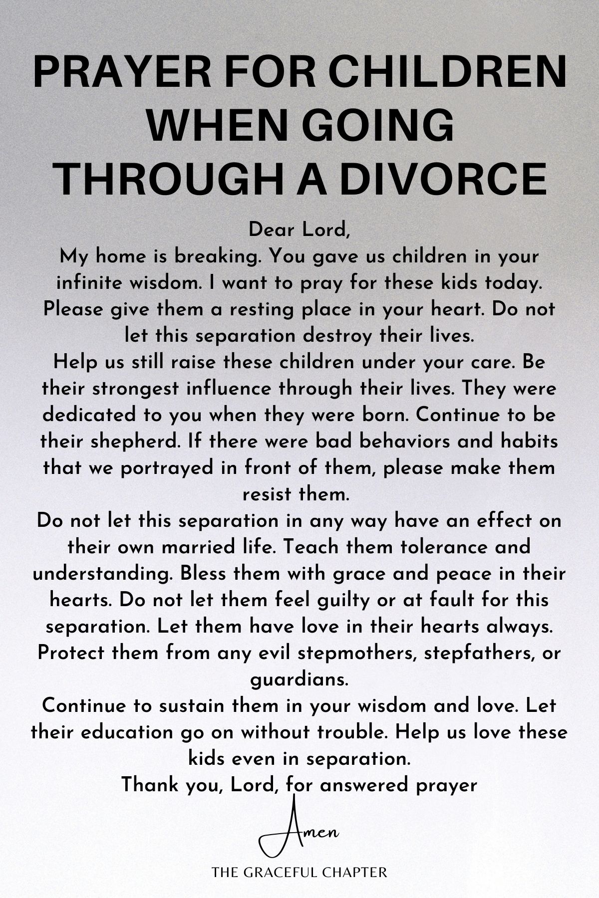 Prayer for Children when Going Through a Divorce