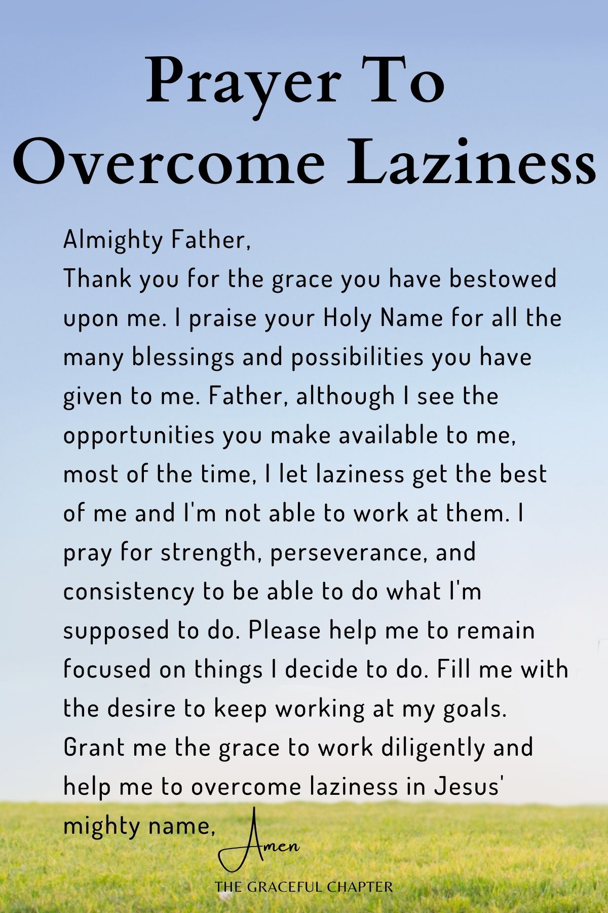 Prayer to overcome laziness