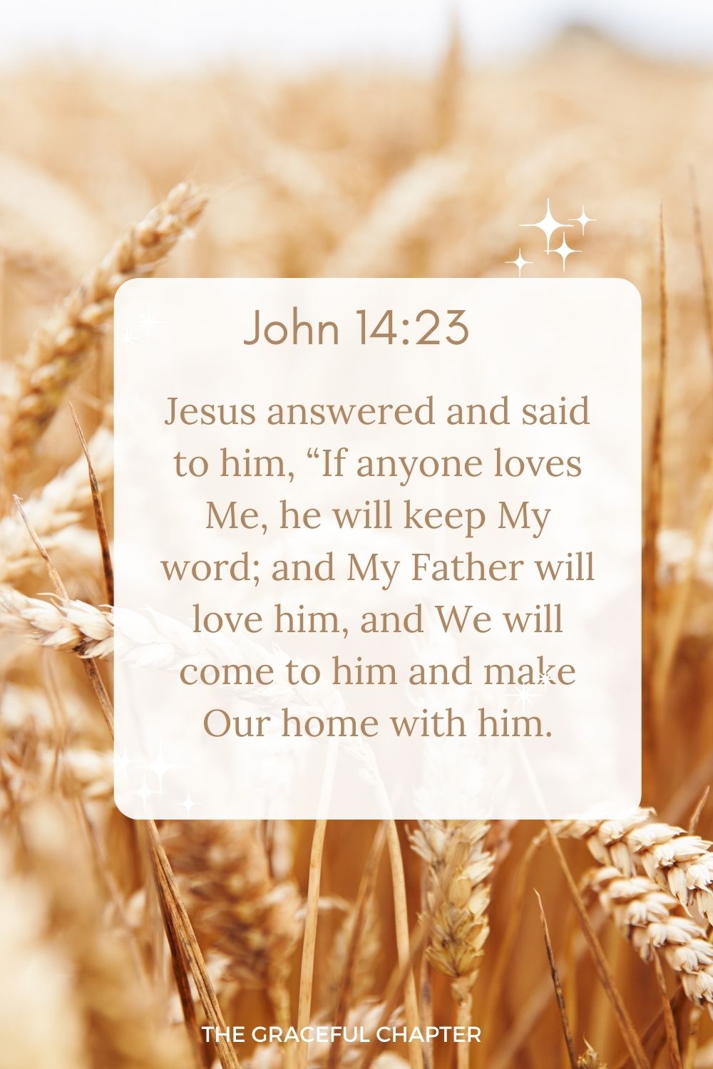 Jesus answered and said to him, “If anyone loves Me, he will keep My word; and My Father will love him, and We will come to him and make Our home with him. John 14:23