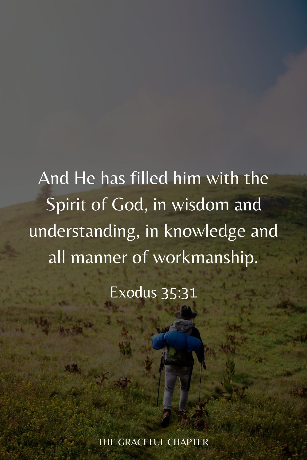 And He has filled him with the Spirit of God, in wisdom and understanding, in knowledge and all manner of workmanship. Exodus 35:31