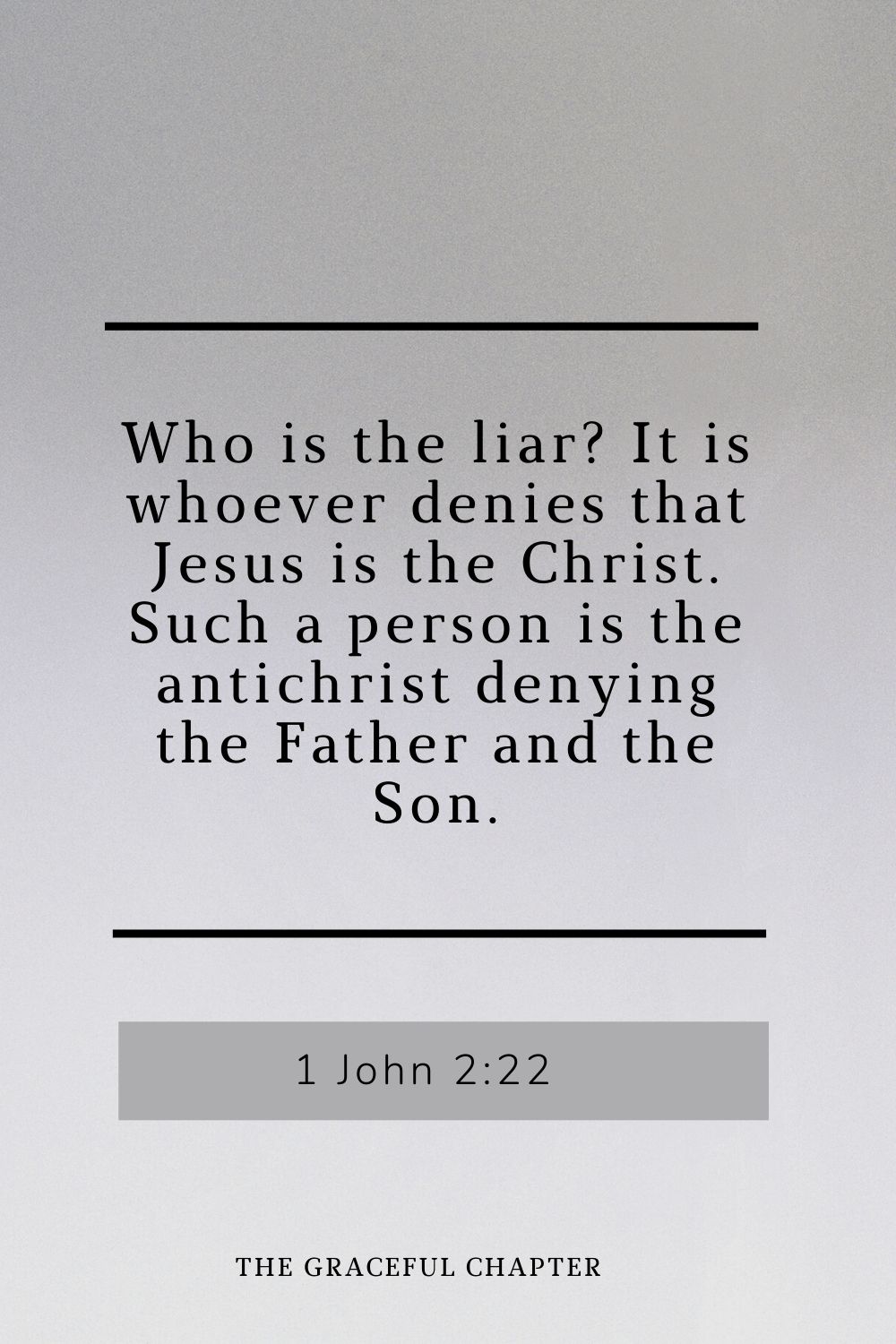 Who is the liar? It is whoever denies that Jesus is the Christ. Such a person is the antichrist denying the Father and the Son. 1 John 2:22