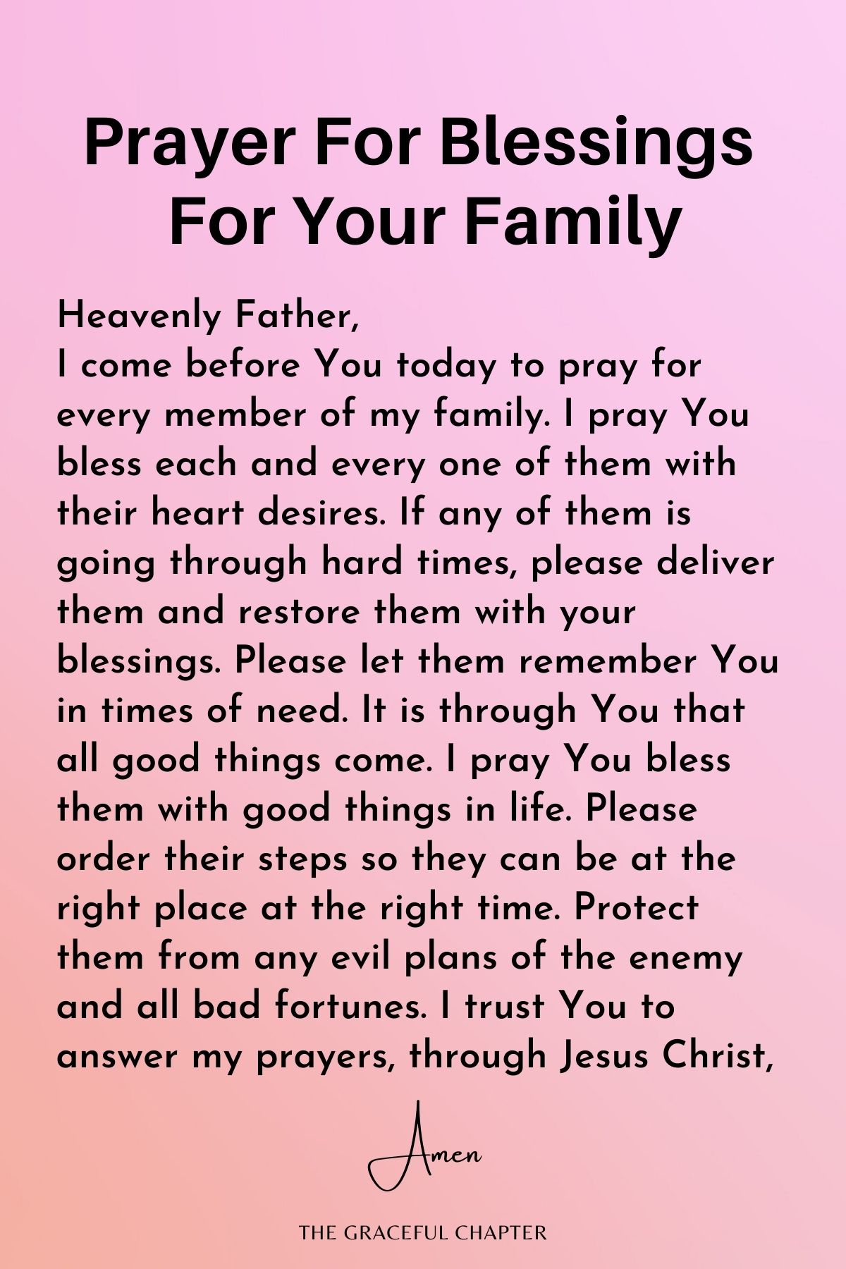 Prayer for blessings for your family
