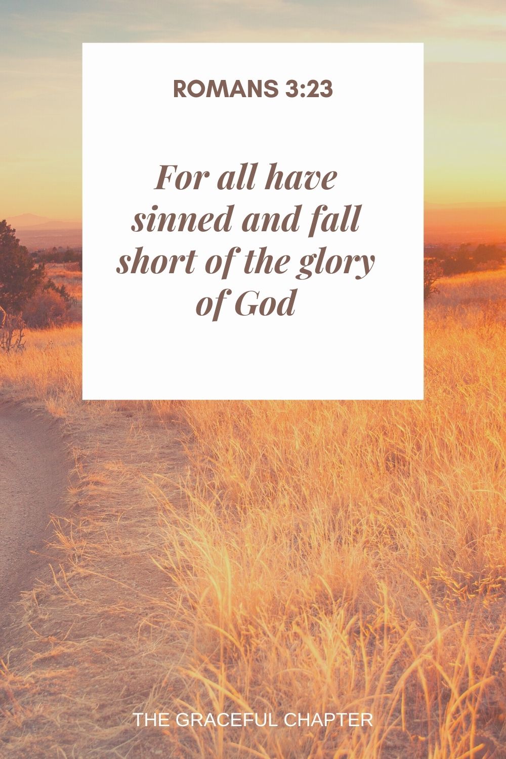 For all have sinned and fall short of the glory of God. Romans 3:23