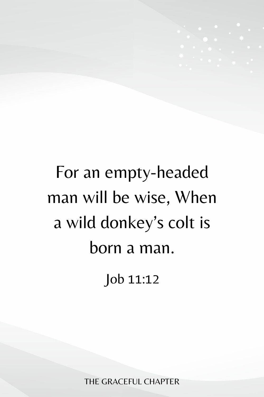 For an empty-headed man will be wise, When a wild donkey’s colt is born a man. Job 11:12