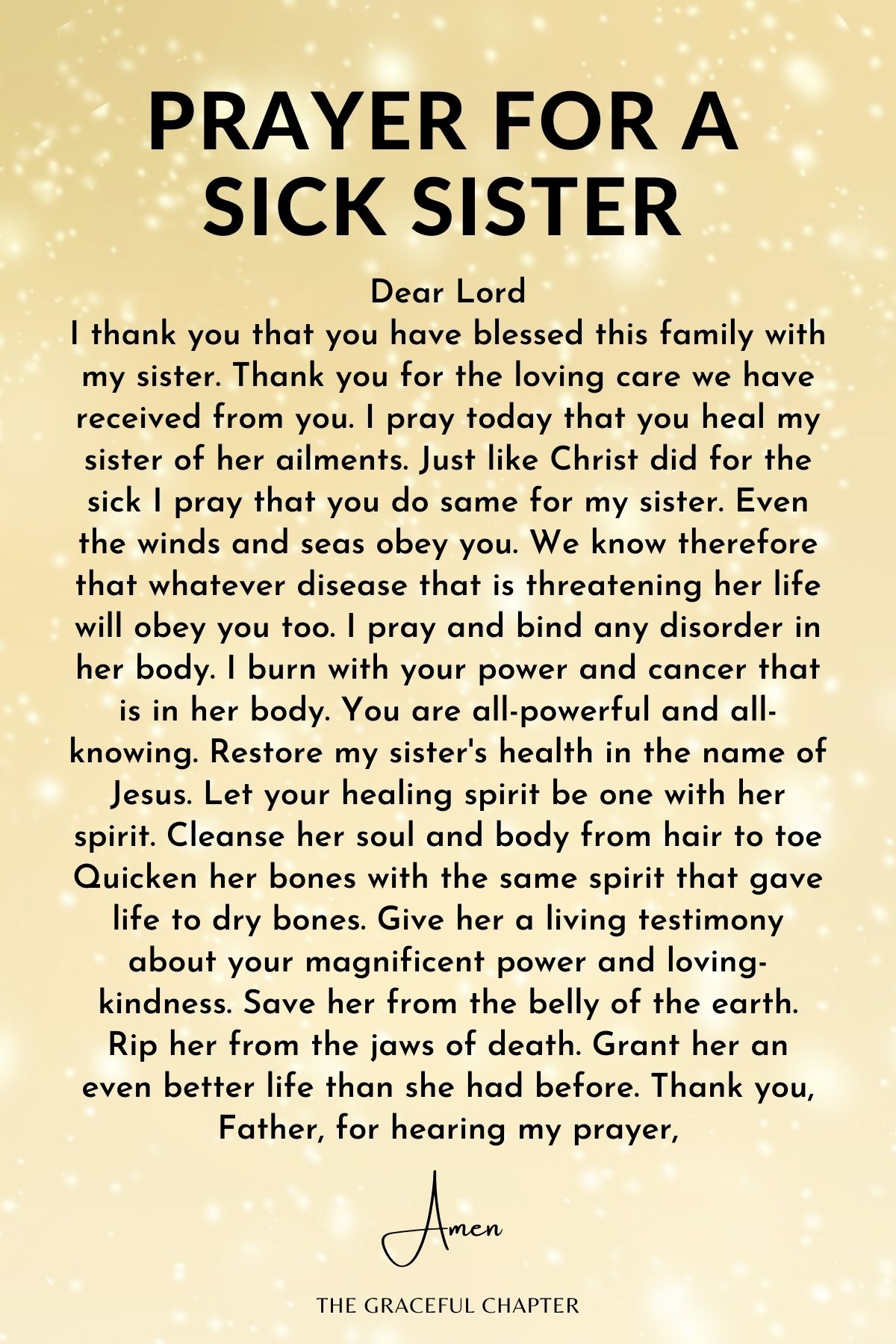 Prayer for a sick sister