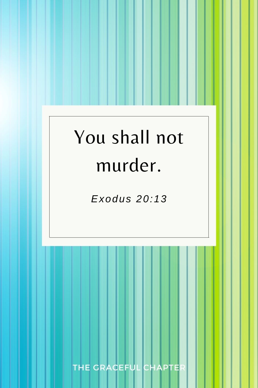 You shall not murder. Exodus 20:13