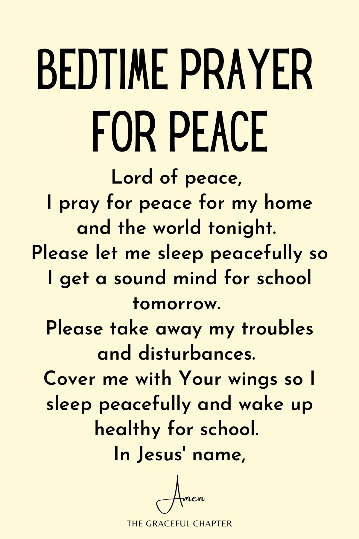 Bedtime prayer for peace