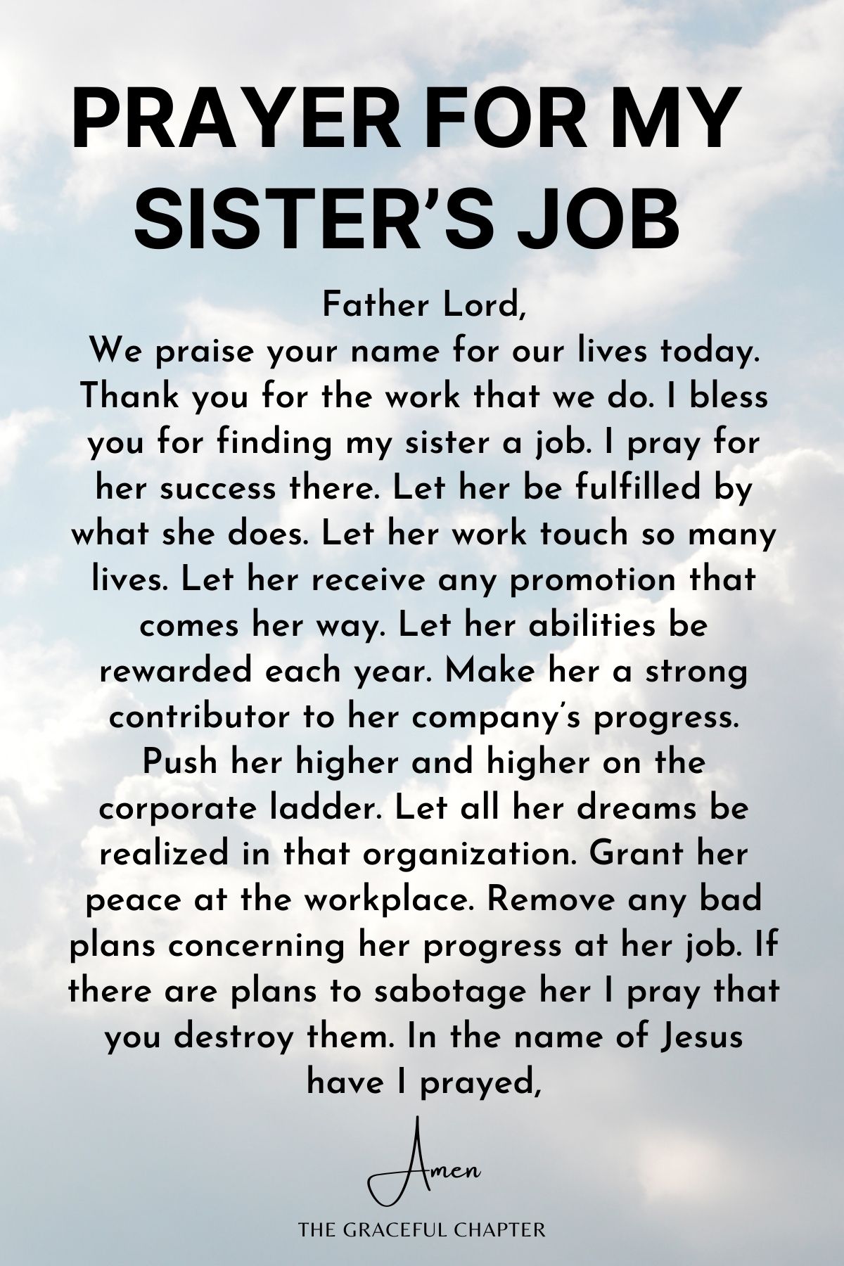 Prayer for my sister’s job