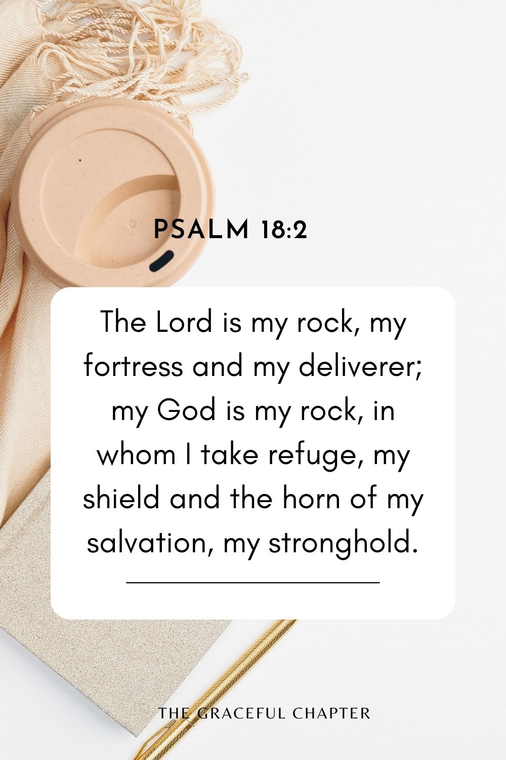 The Lord is my rock, my fortress and my deliverer; my God is my rock, in whom I take refuge, my shield and the horn of my salvation, my stronghold. Psalm 18:2