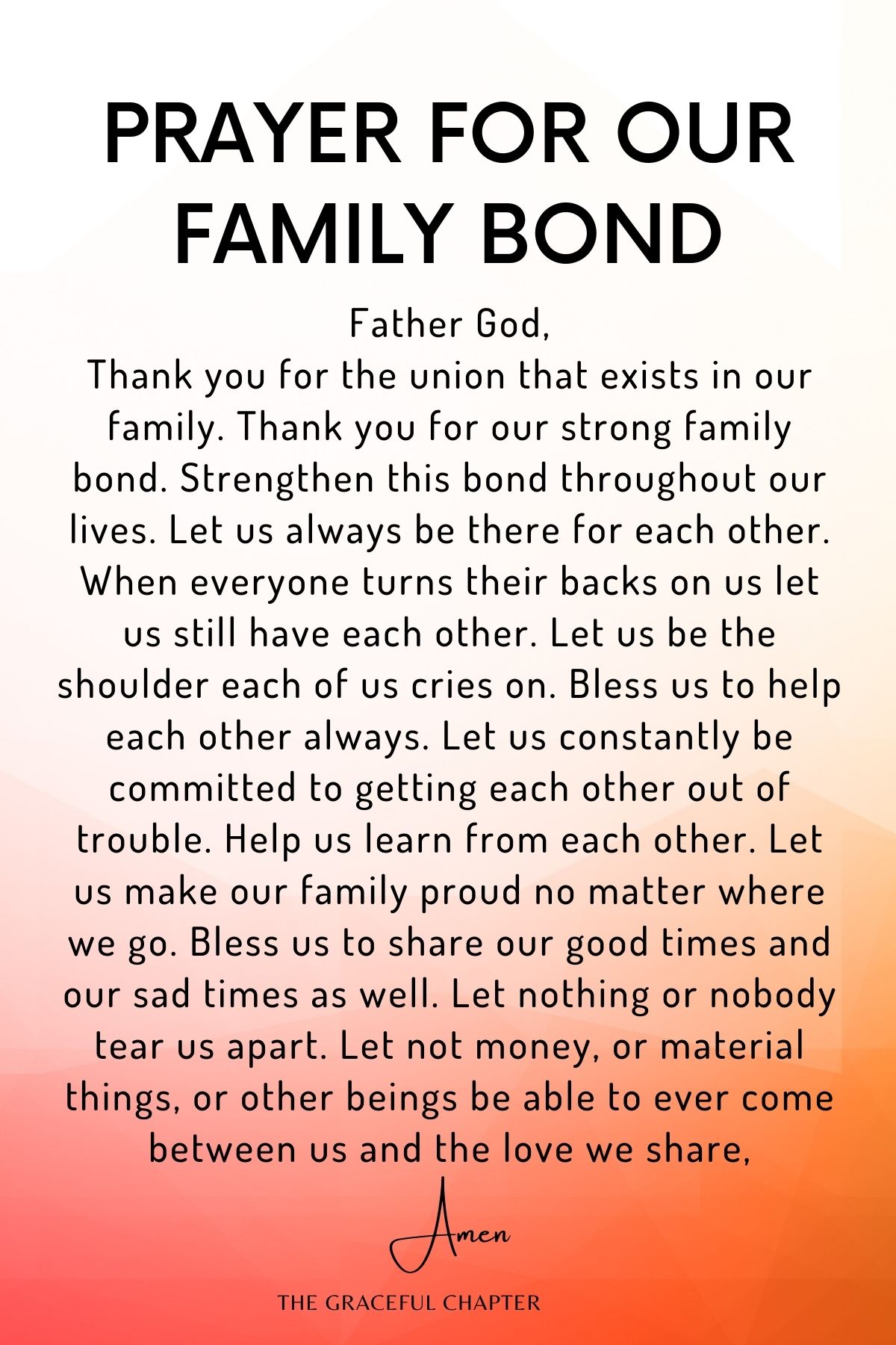 Prayer for our family bond