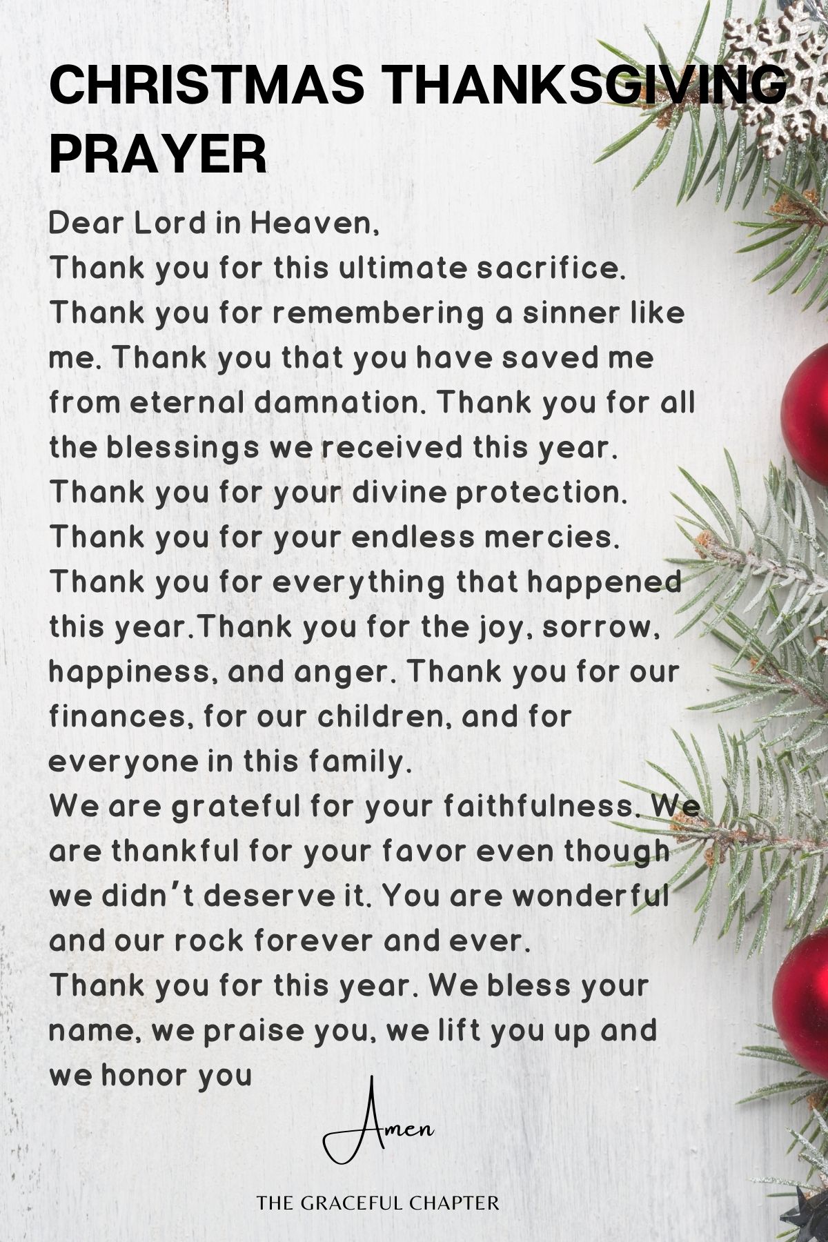 Christmas Thanksgiving Prayer