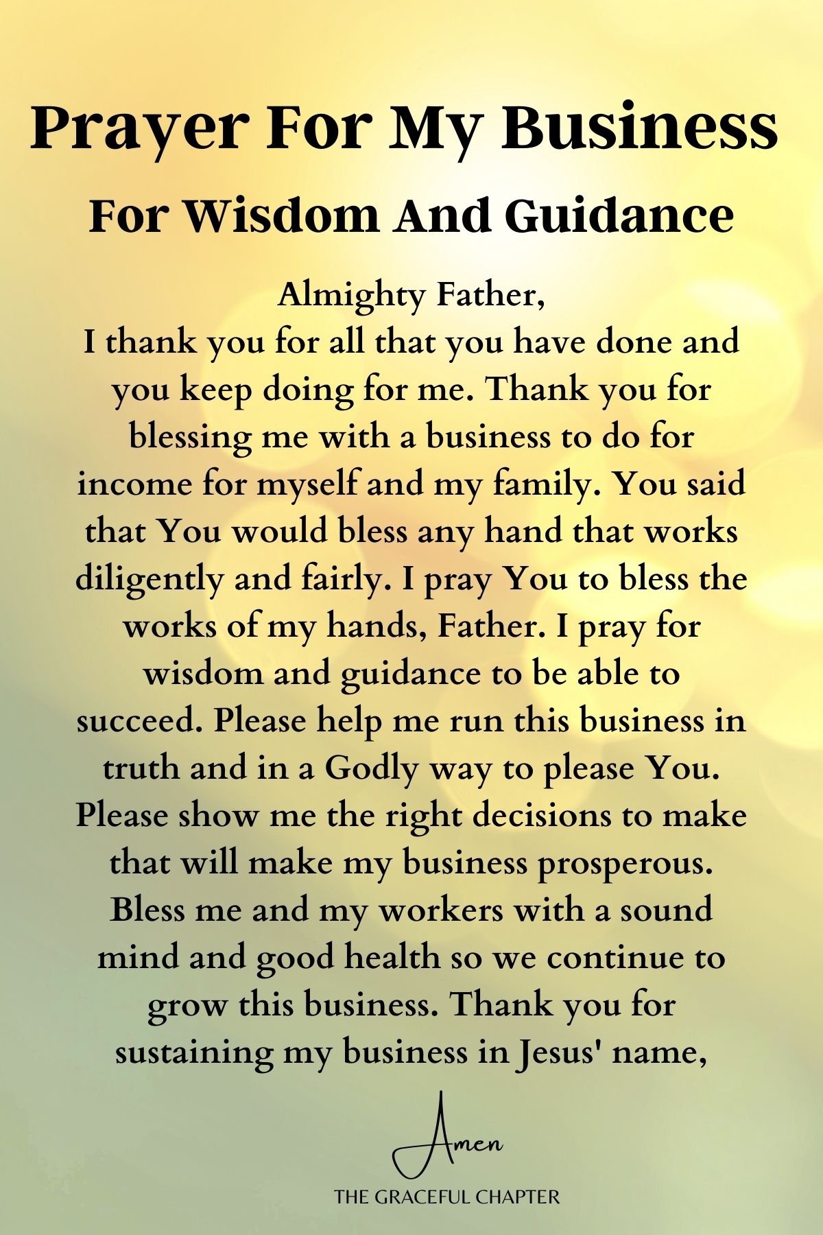 14 Good Prayers For My Business - The Graceful Chapter