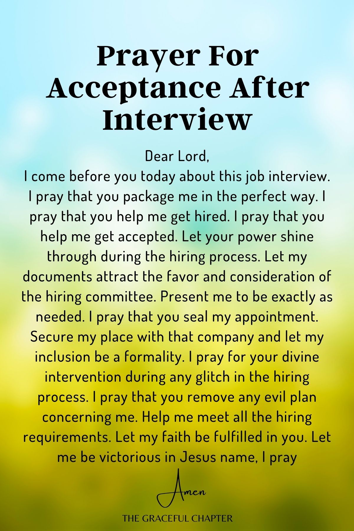 Prayer for acceptance after Interview