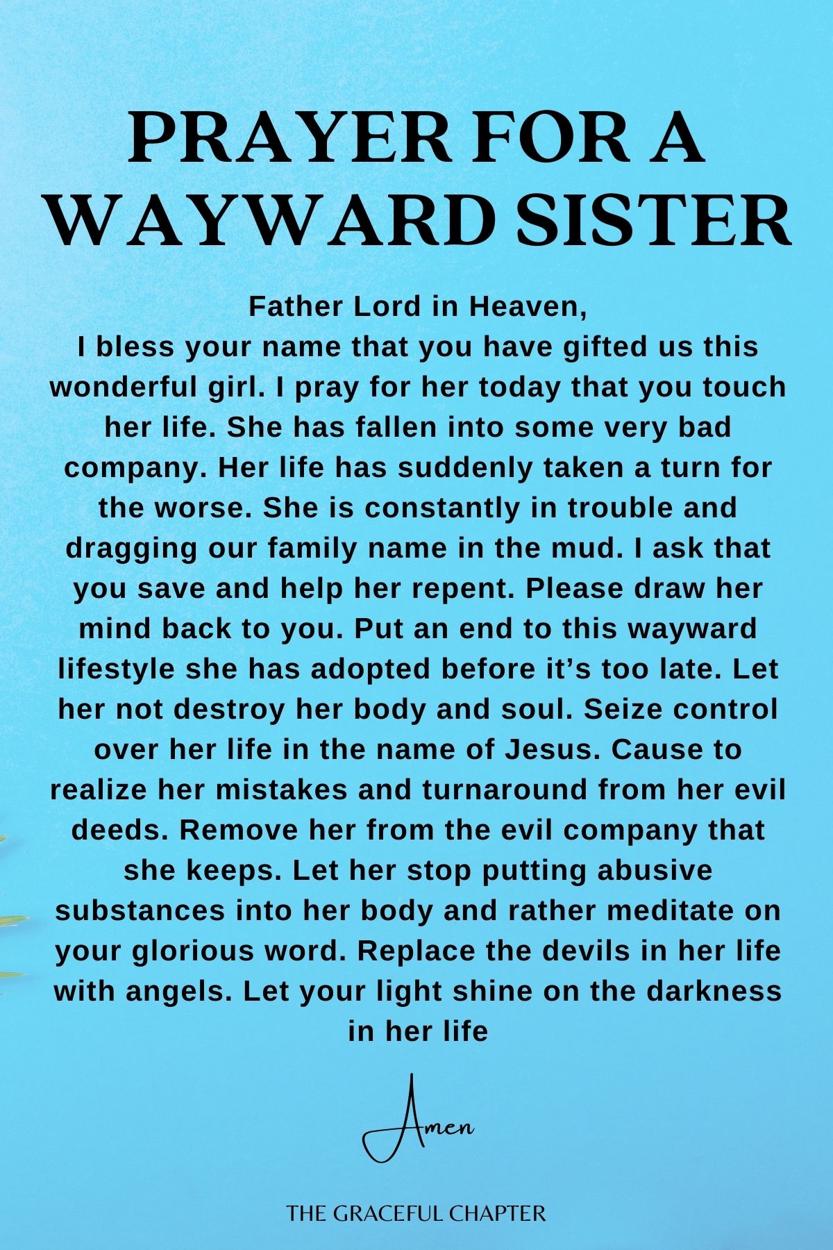 Prayer for a wayward sister - prayers for my sister