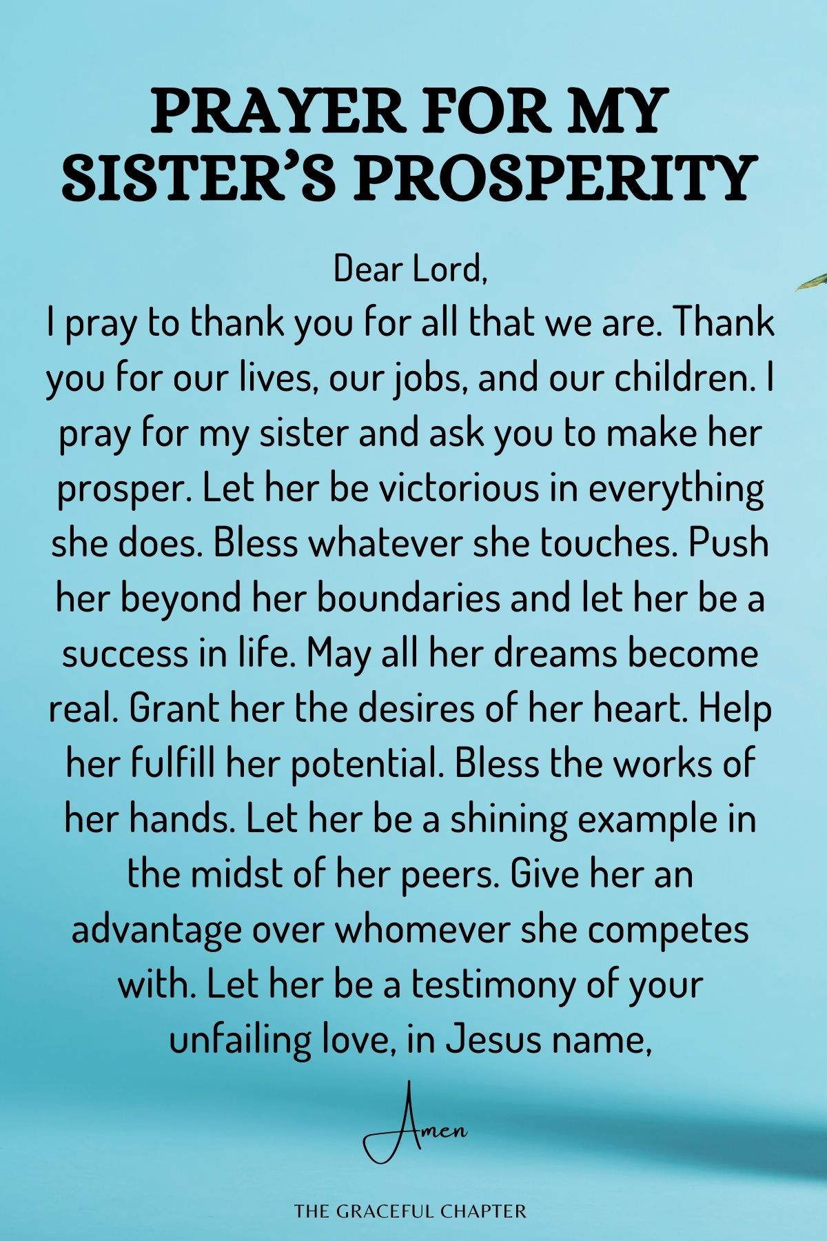 Prayer for my sister’s prosperity - prayers for my sister