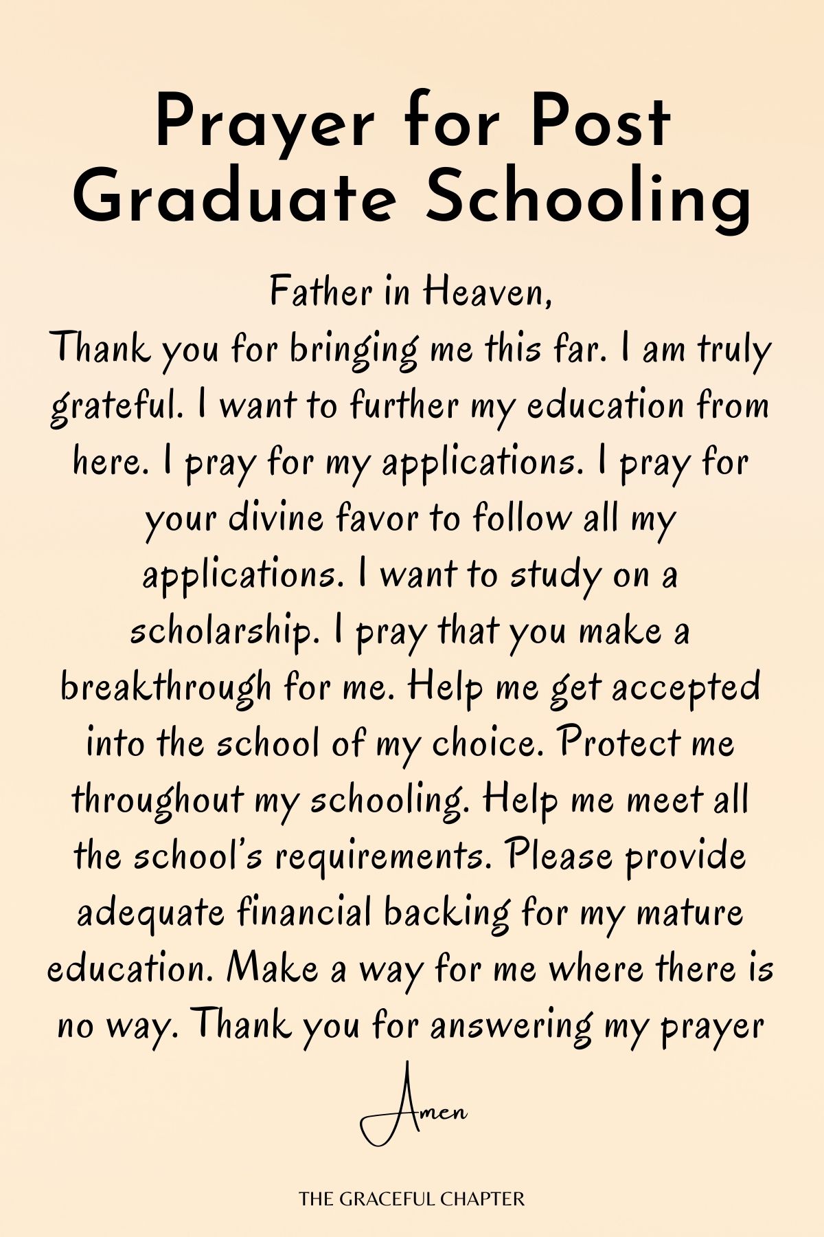 Prayer for Post Graduate Schooling