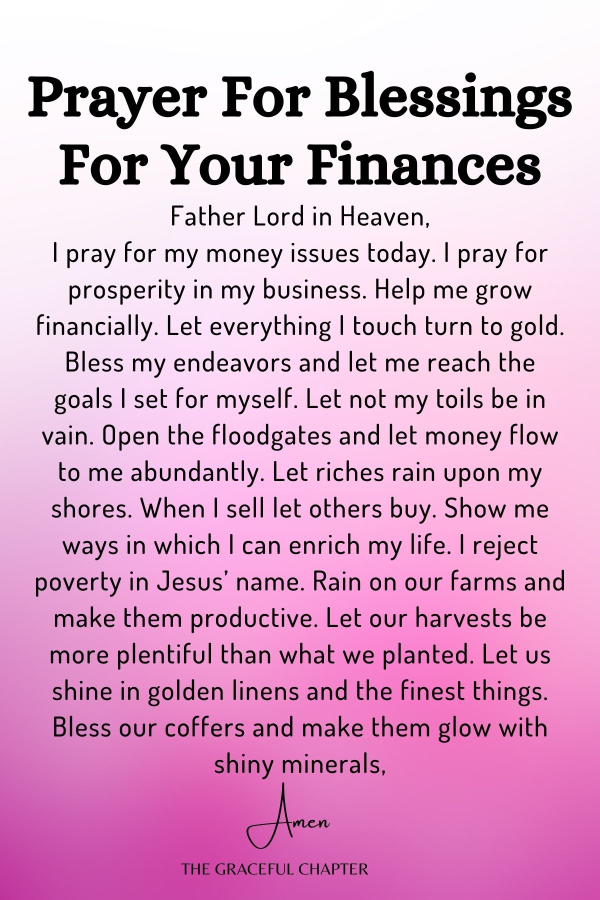 Prayer for blessings for your finances