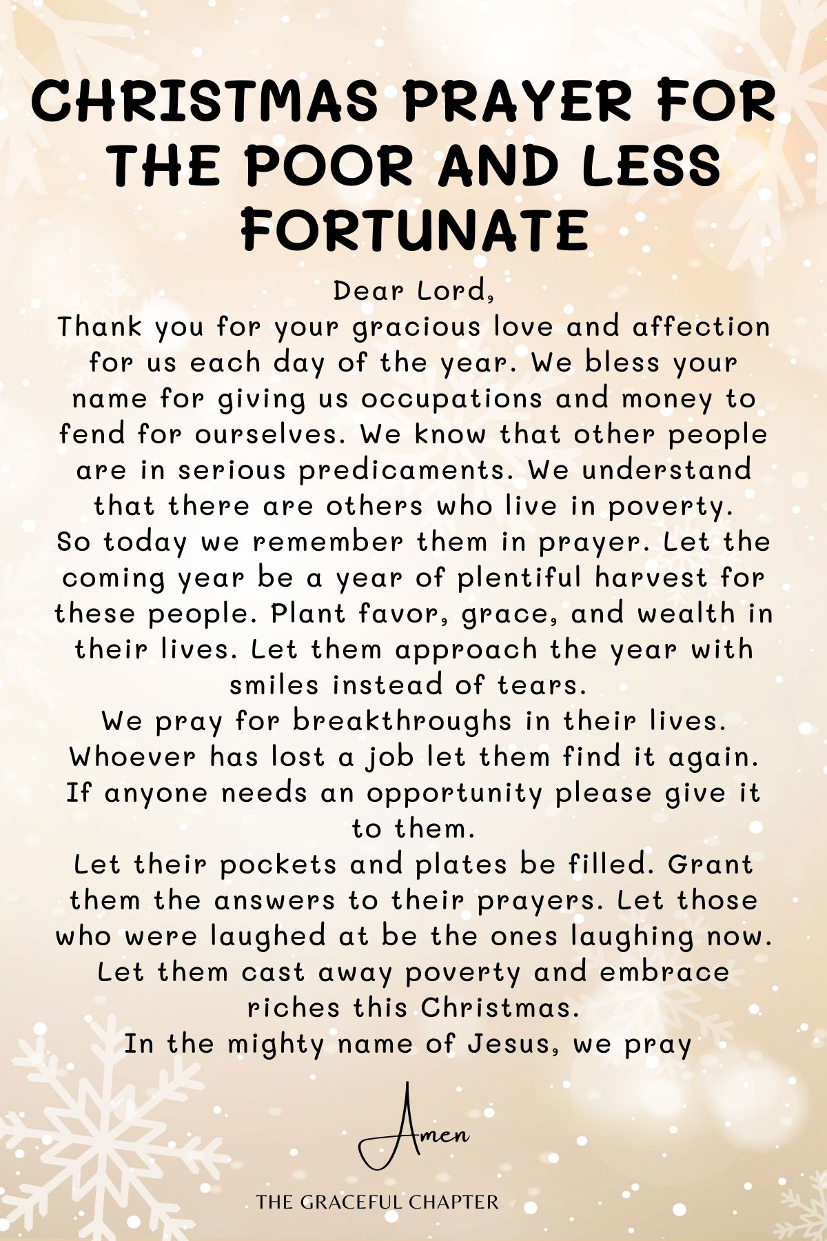 Christmas Prayer for the Poor and Less Fortunate
