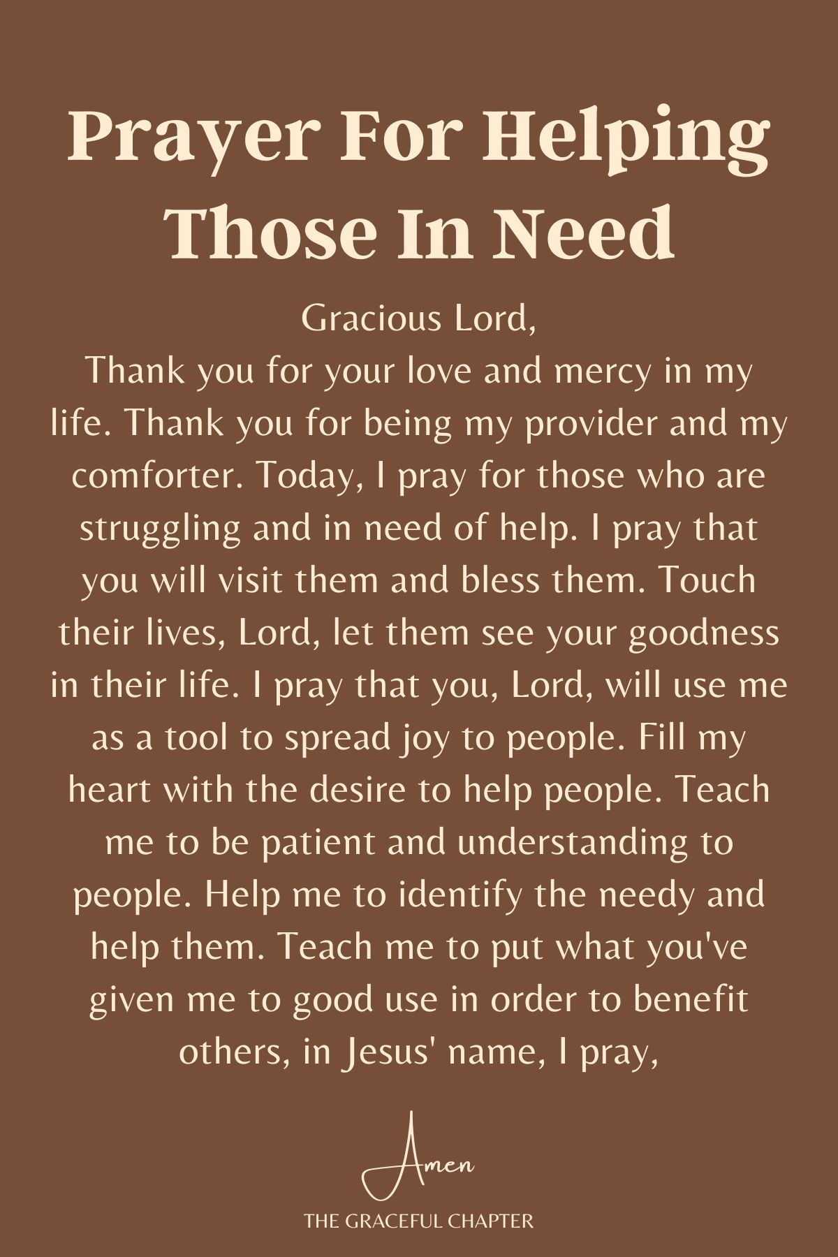 Prayer for helping those in need