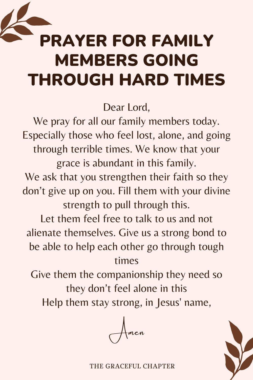 Prayer for Family Members going through hard Times