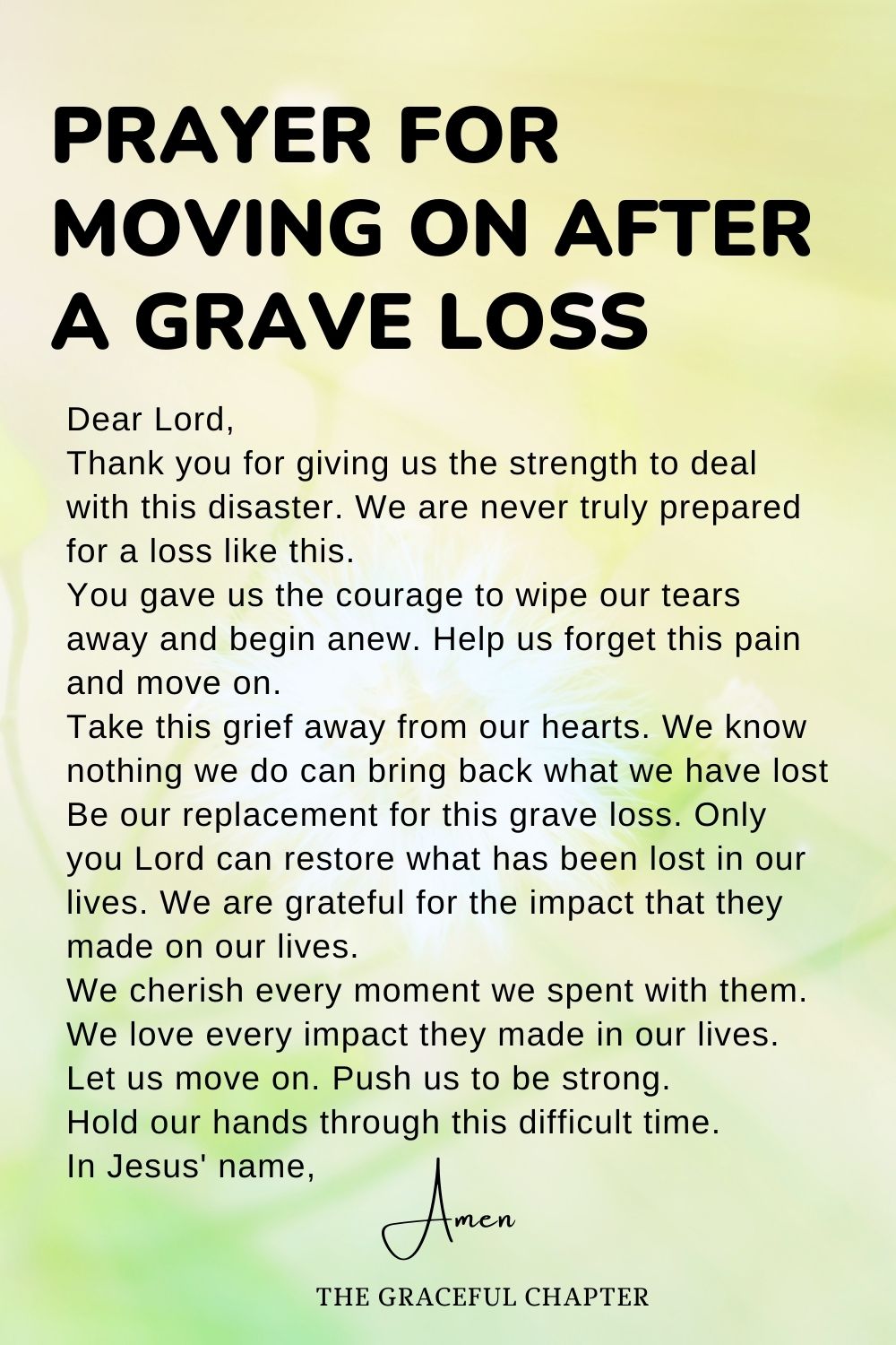 Prayer for moving on after a grave loss
