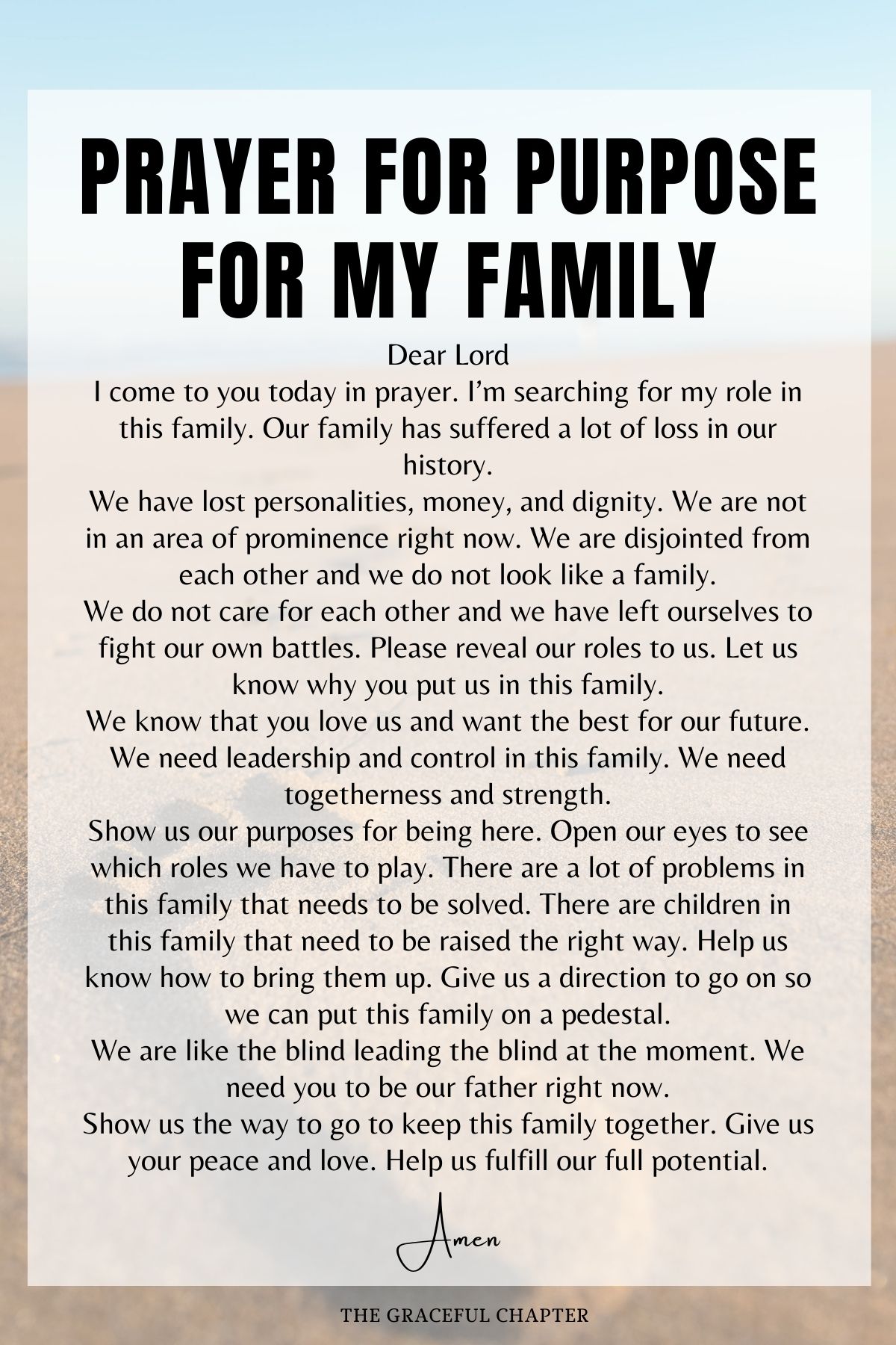 Prayer for Purpose for my Family