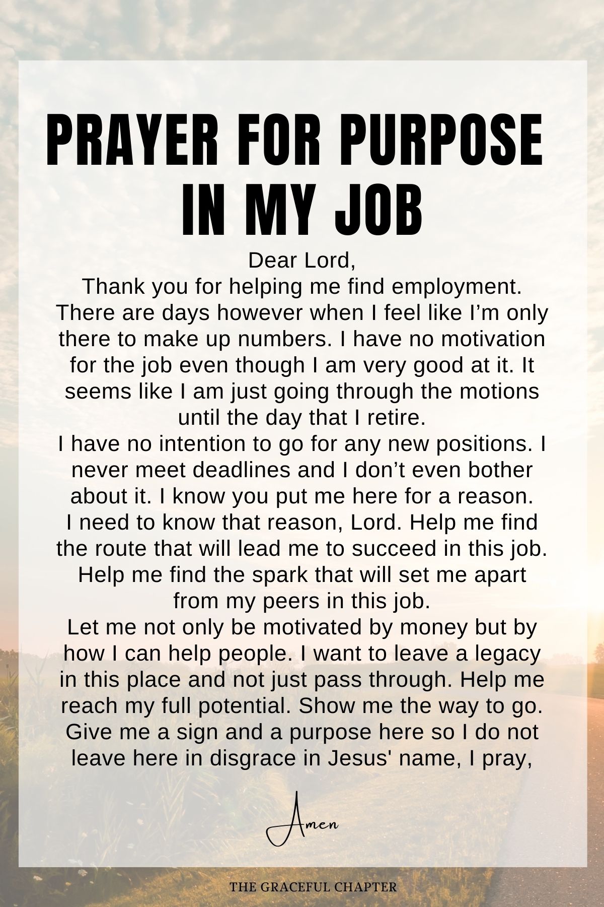 Prayer for Purpose in my Job