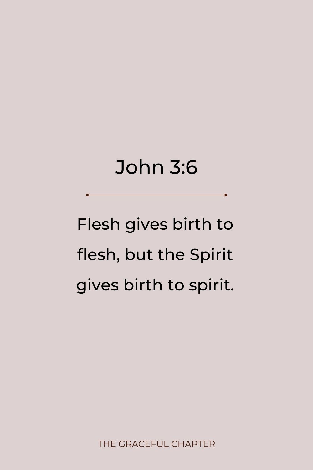 Flesh gives birth to flesh, but the Spirit gives birth to spirit.Flesh gives birth to flesh, but the Spirit gives birth to spirit. John 3:6