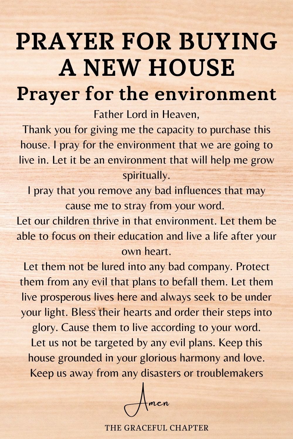 prayers for buying a new house- Prayer for the environment