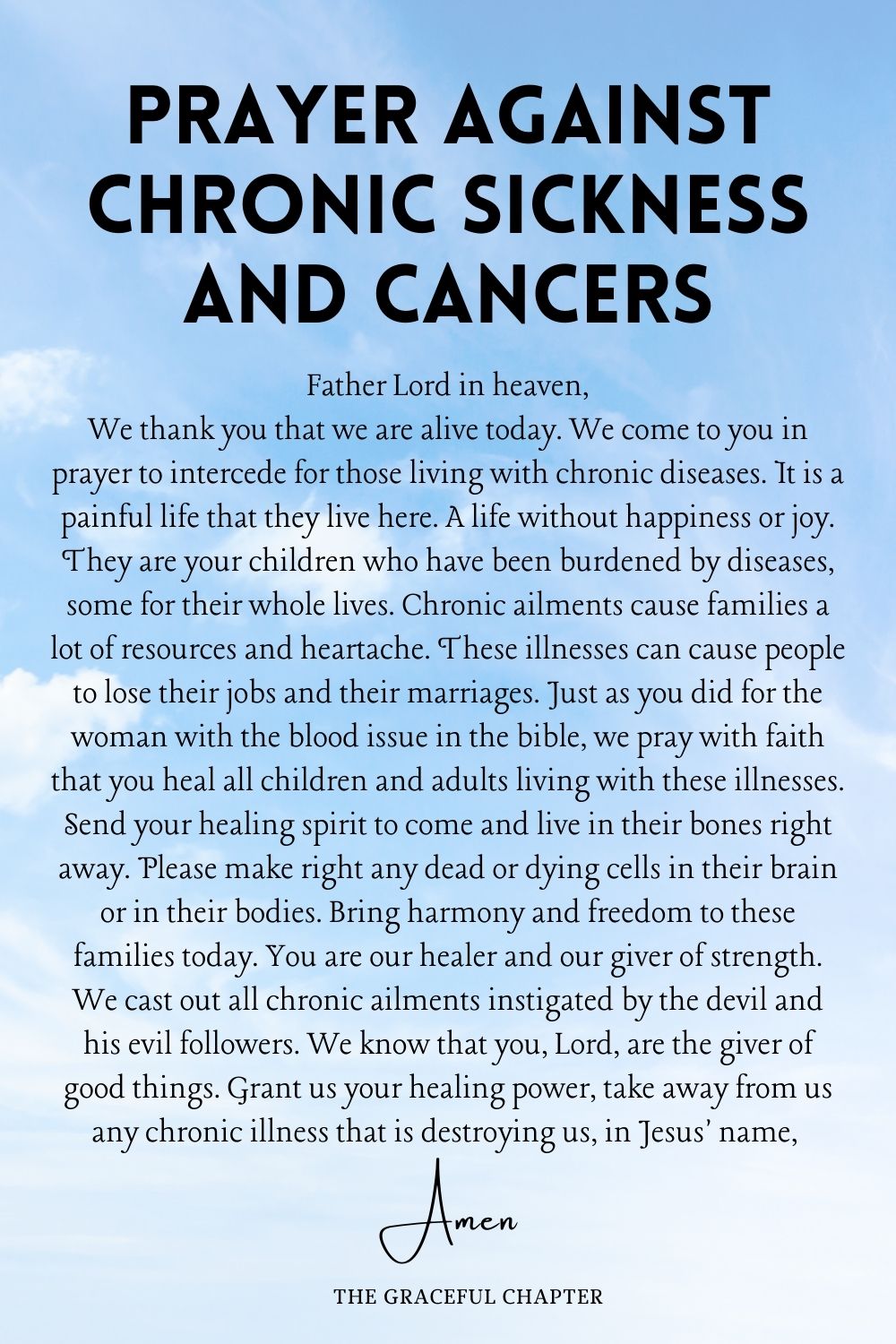 Prayer against Chronic Sickness and Cancers