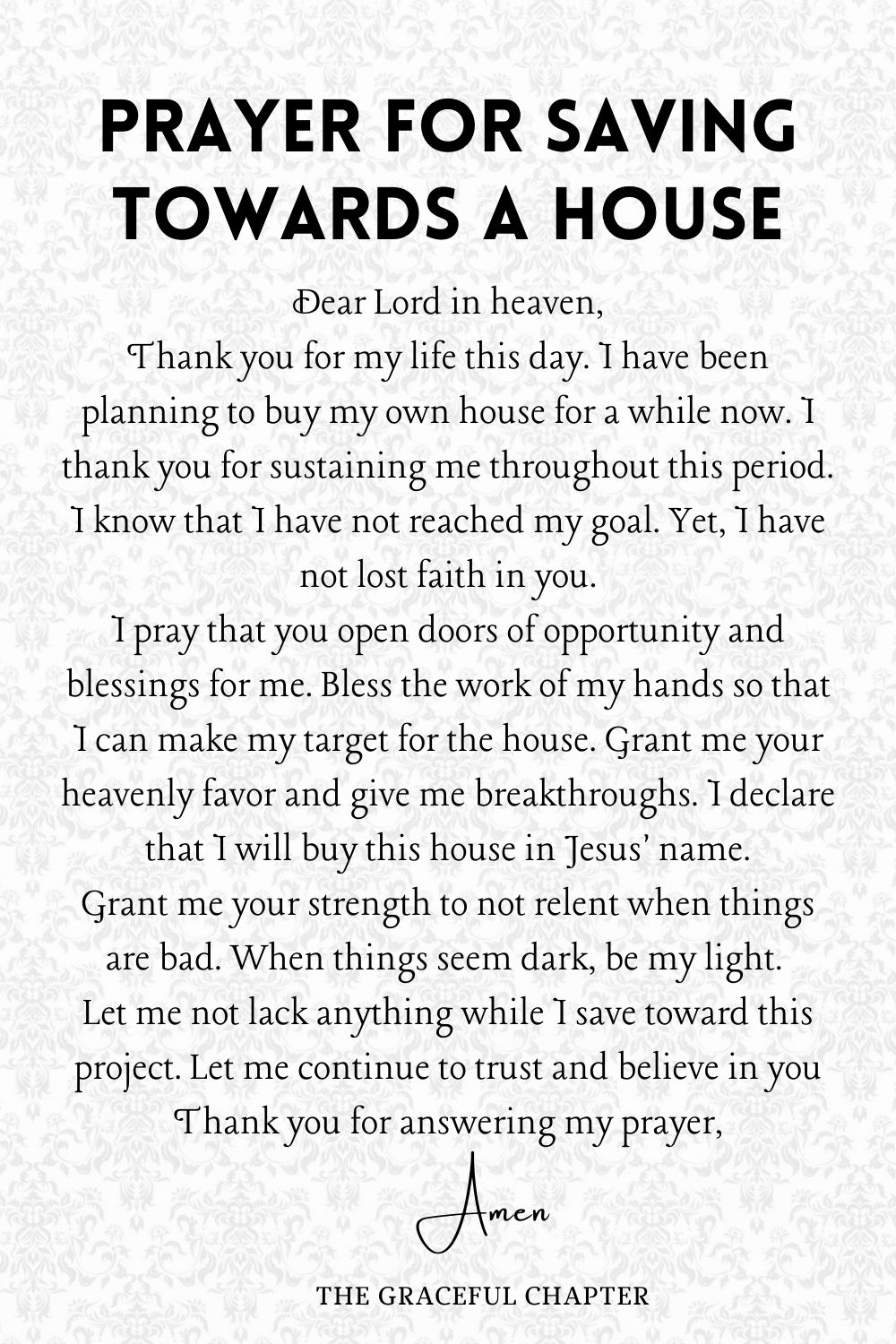Prayer for saving towards a house