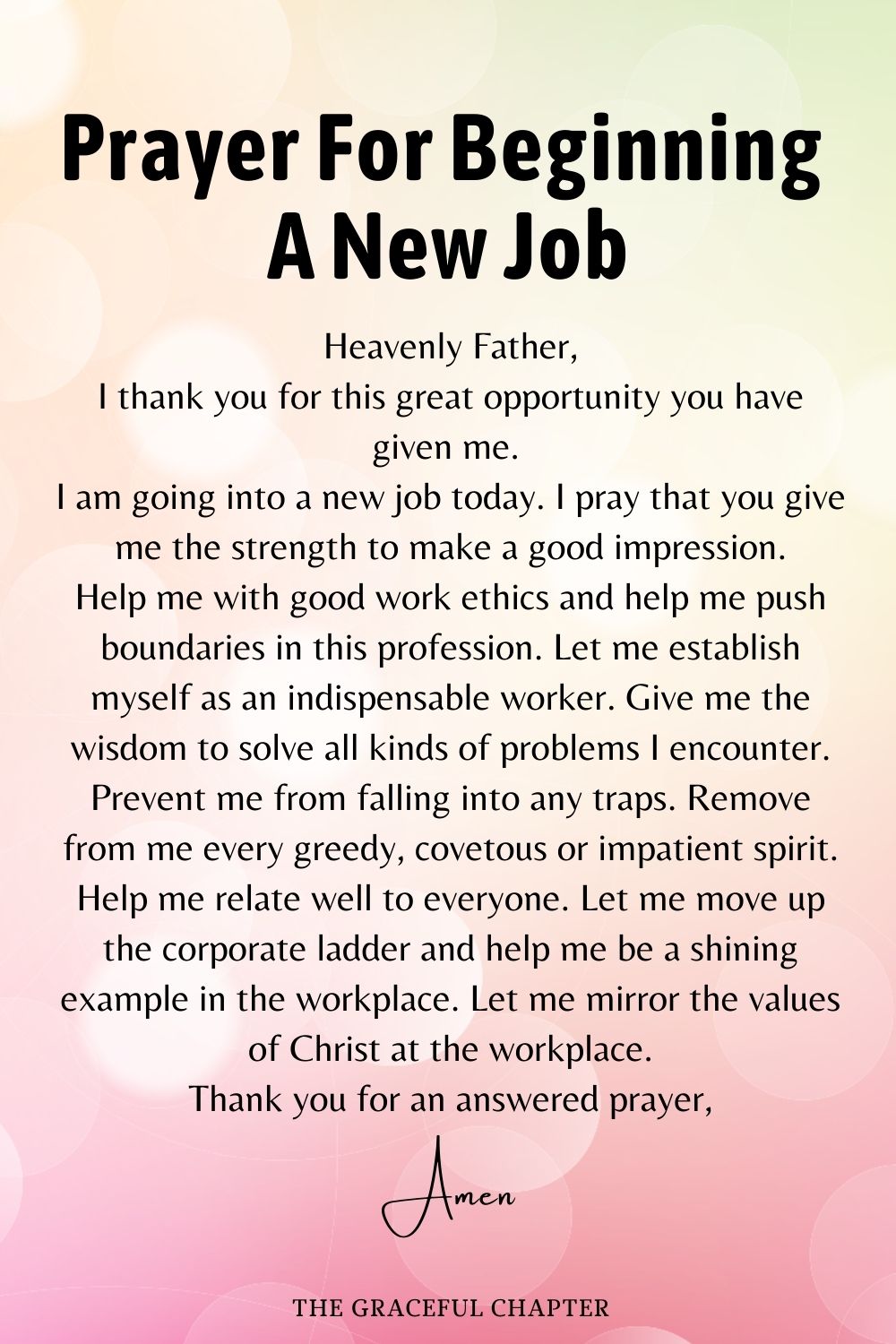 Prayer for beginning a new job