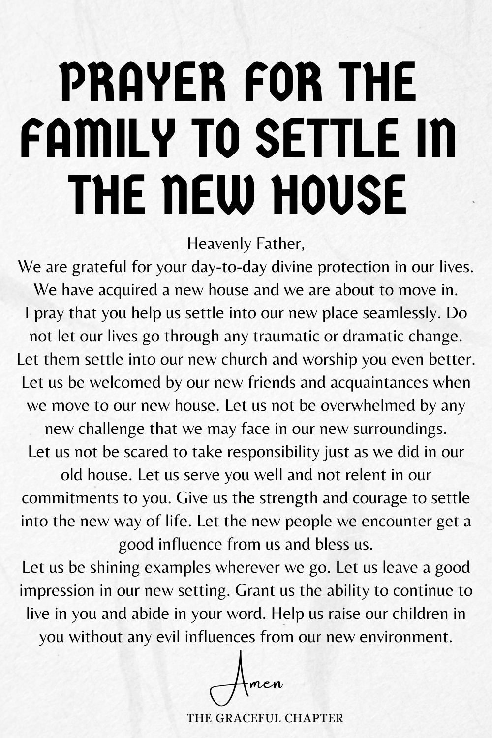 Prayer for the family to settle in the new house
