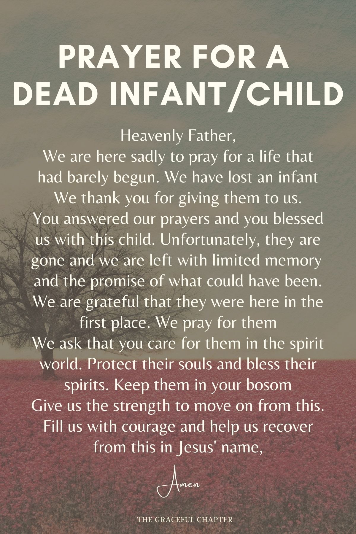 Prayer for a dead infant/child - prayers for the dead