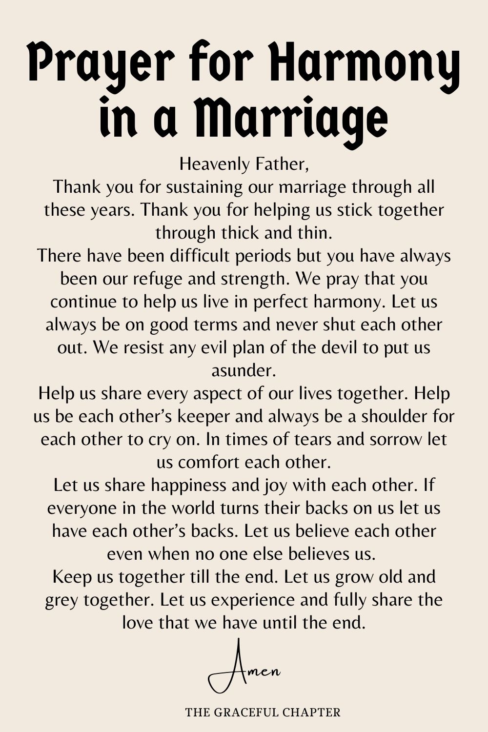 Prayer for Harmony in a Marriage