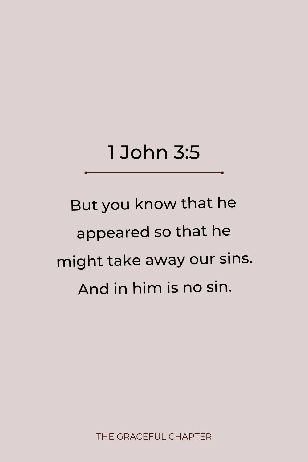 But you know that he appeared so that he might take away our sins. And in him is no sin. 1 John 3:5