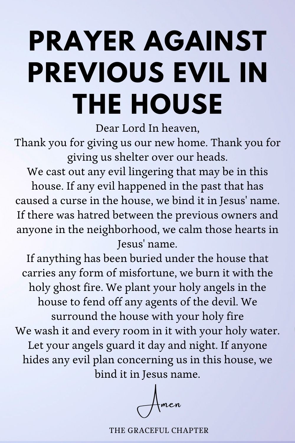 Prayer against previous evil in the house